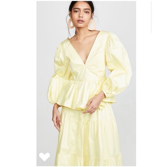 ❌SOLD❌ STAUD Luna Puff Sleeve Peplum Top In Daffodil - Picture 3 of 10